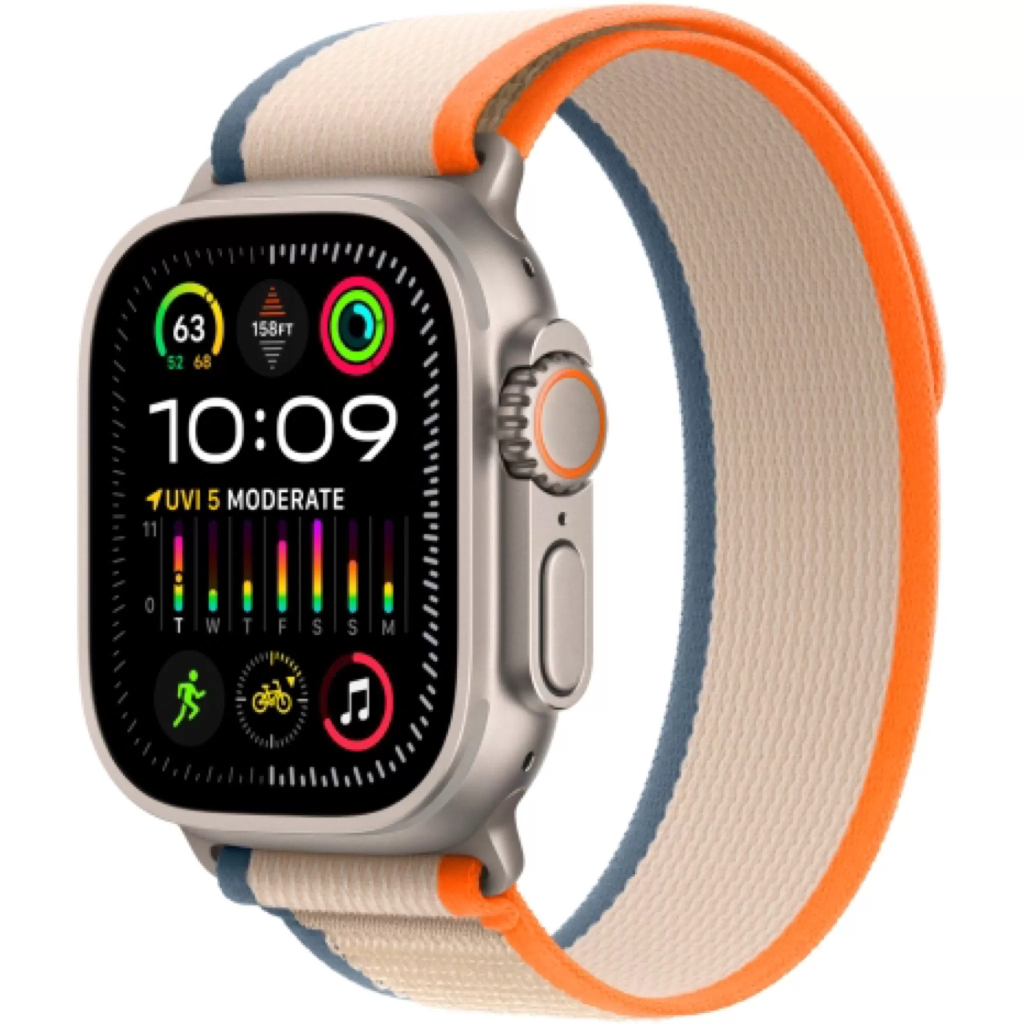 Apple Watch Ultra 2 49 мм, ремешок Trail оранжевого/бежевого цвета, размер M/L